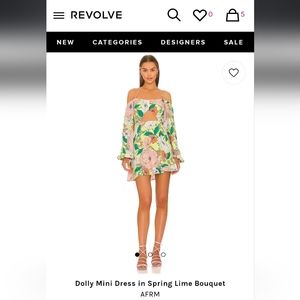 AFRM / Revolve Dolly Mini Dress in Spring Lime Bouquet (S/P)